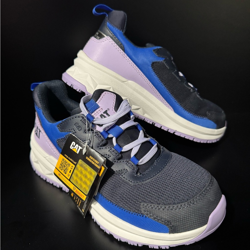 NWT Cat Streamline Women’s 6.5 Composite Toe Safety Shoe in Total Eclipse/Lilac